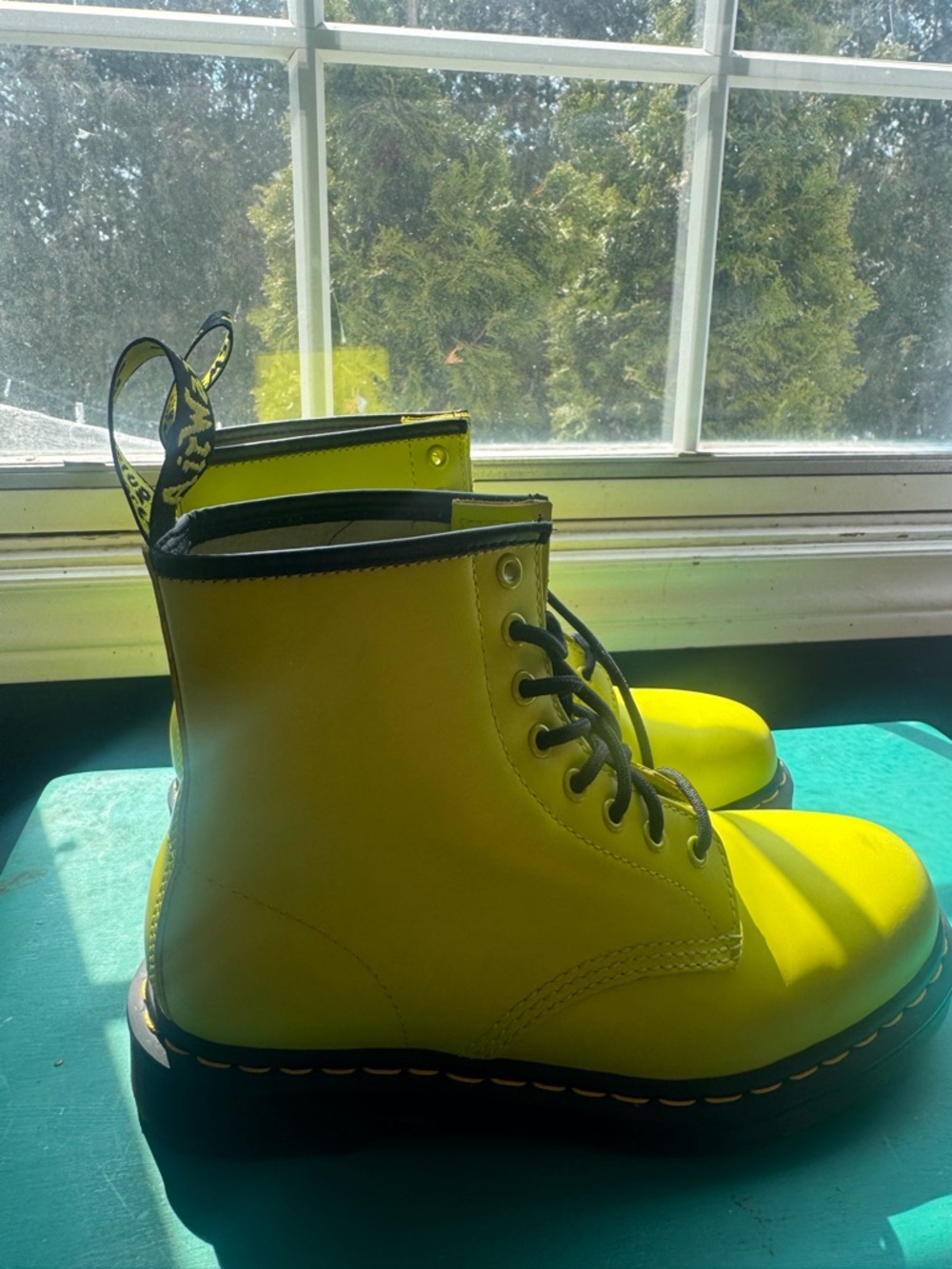 Bright Yellow Lace-Up Dr Martens Combat Boots
